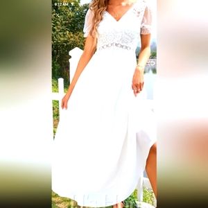 White bareback maxi dress